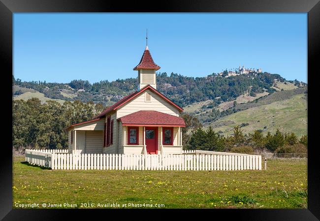 The Old San Simeon Schoolhouse in California with  Framed Print by Jamie Pham
