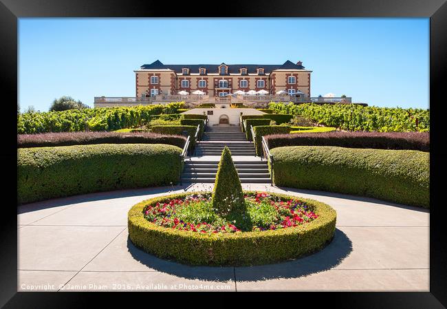 Beautiful view of the Domaine Carneros Winery and  Framed Print by Jamie Pham