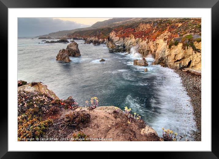 Rocky coast from Soberanes Point Garrapata Park Framed Mounted Print by Jamie Pham