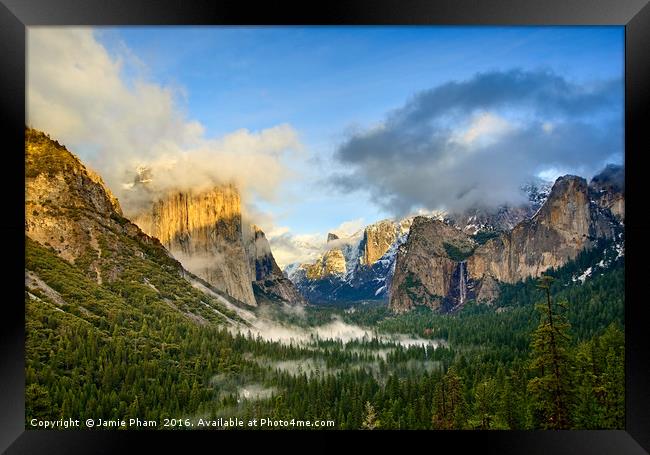 Dramatic View of Yosemite National Park from Tunne Framed Print by Jamie Pham