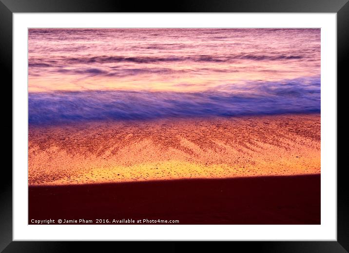 Close up of waves rolling in during sunset. Framed Mounted Print by Jamie Pham