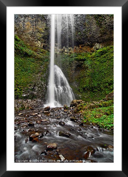 Double Falls in Silver Falls State Park in Oregon Framed Mounted Print by Jamie Pham