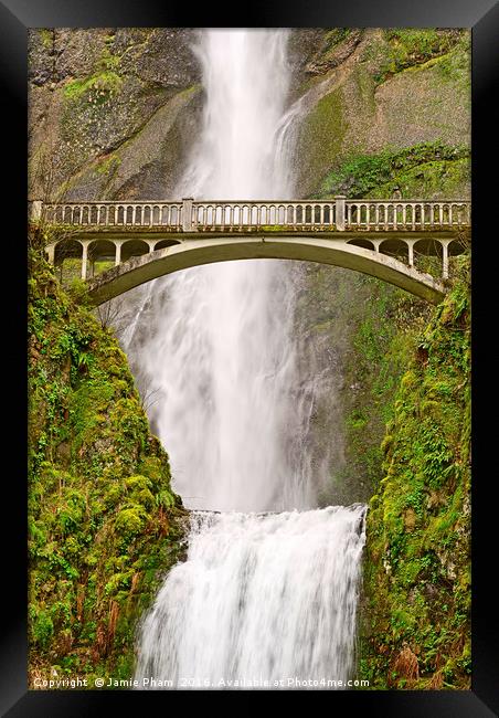 Close up view of Multnomah Falls in the Columbia R Framed Print by Jamie Pham