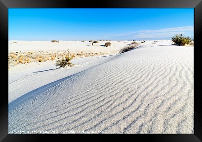 Early morning view of the sand dunes in White Sand Framed Print by Jamie Pham