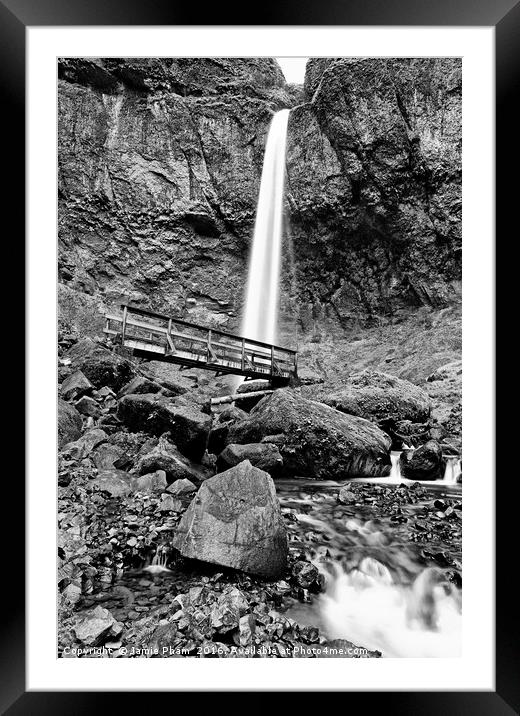 Lower angle of Elowah Falls in the Columbia River  Framed Mounted Print by Jamie Pham
