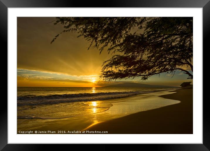 Spectacular beach sunset in the town of Lahaina on Framed Mounted Print by Jamie Pham