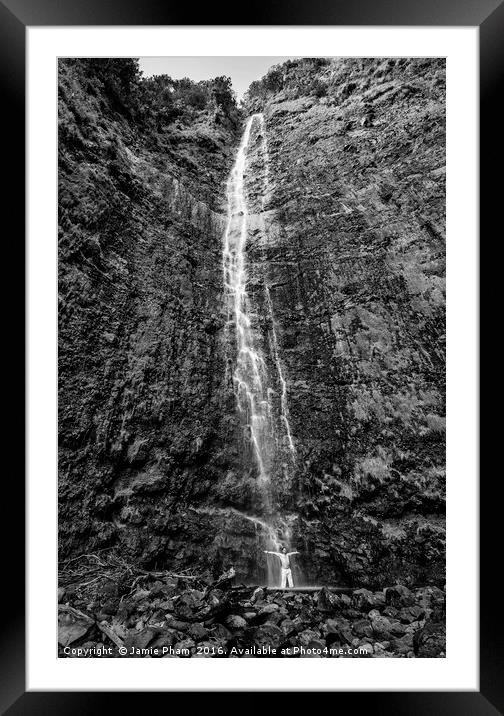 The spectacular and large Waimoku Falls in Maui. Framed Mounted Print by Jamie Pham
