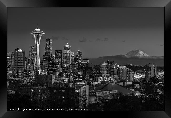 Seattle Skyline Framed Print by Jamie Pham