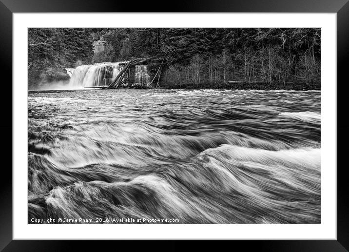 Lower Lewis River Falls in Washington State. Framed Mounted Print by Jamie Pham