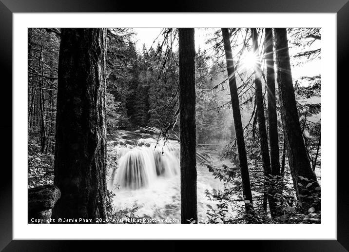 Lower Lewis River Falls in Washington State. Framed Mounted Print by Jamie Pham