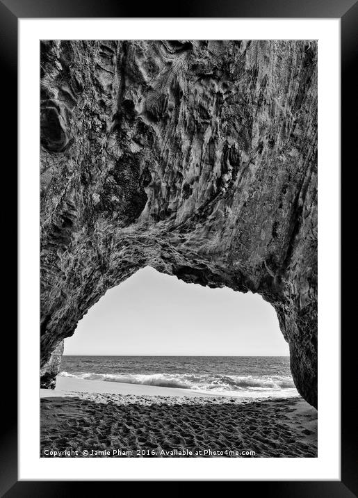 View of the natural tunnel of Hole in the Wall Bea Framed Mounted Print by Jamie Pham