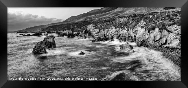 View of the rocky coast from Soberanes Point in Ga Framed Print by Jamie Pham