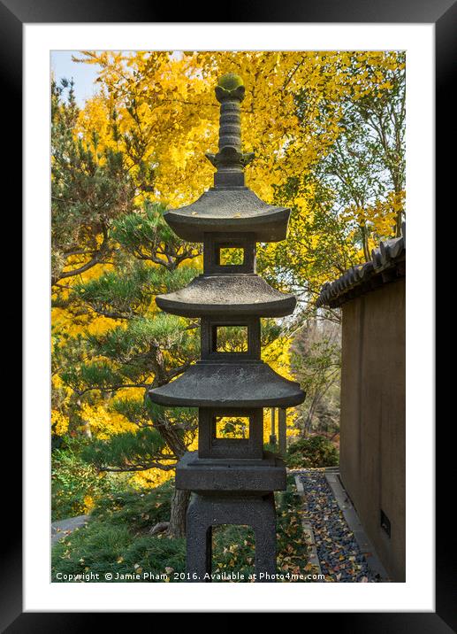 The beautiful fall colors of the Japanese Gardens Framed Mounted Print by Jamie Pham