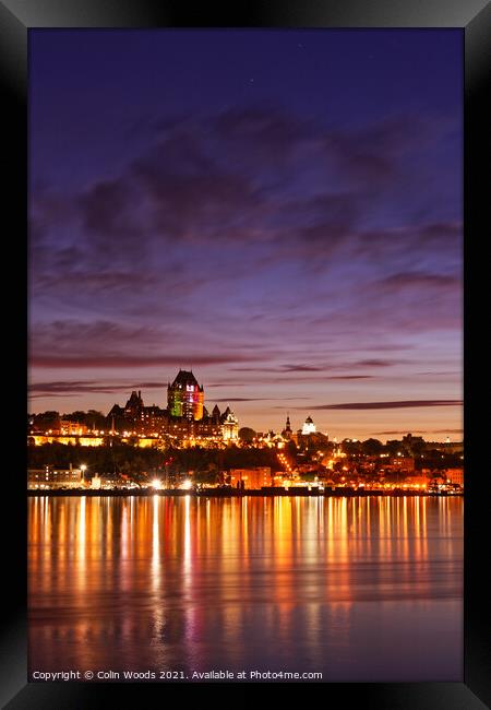 Quebec City at dusk Framed Print by Colin Woods