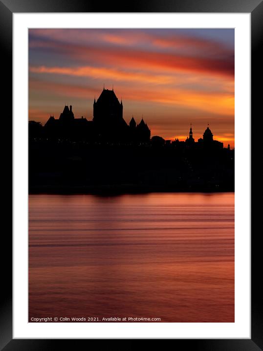 The Chateau Frontenac silhouetted against the sunset Framed Mounted Print by Colin Woods