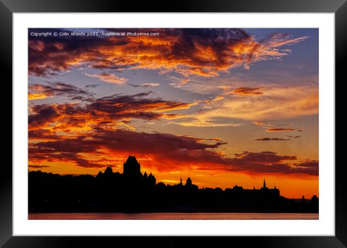 Quebec City skyline at sunset Framed Mounted Print by Colin Woods