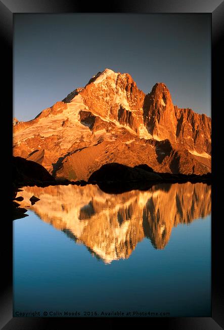 The Aiguille Verte reflected in Lac Blanc Framed Print by Colin Woods