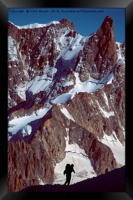 A climber in the French Alps Framed Print by Colin Woods