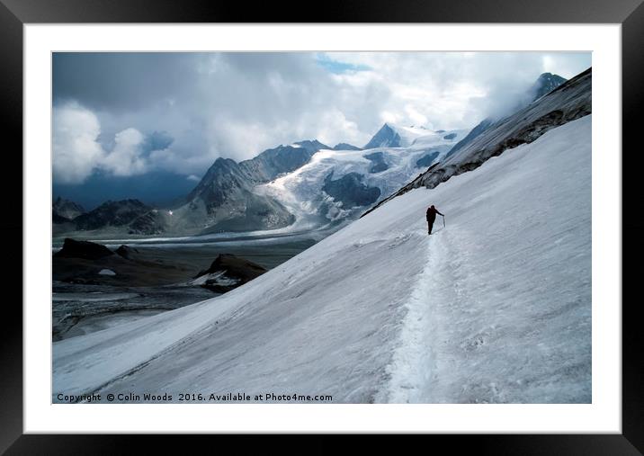 Lone climber in the Swiss Alps Framed Mounted Print by Colin Woods