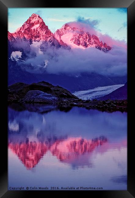 Aiguille de Chardonnet reflected in lac Blanc Framed Print by Colin Woods