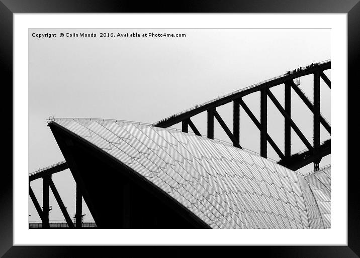 Sydney Opera House and Bridge Framed Mounted Print by Colin Woods