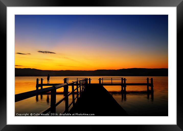 Sunset on lake illiwarra Framed Mounted Print by Colin Woods