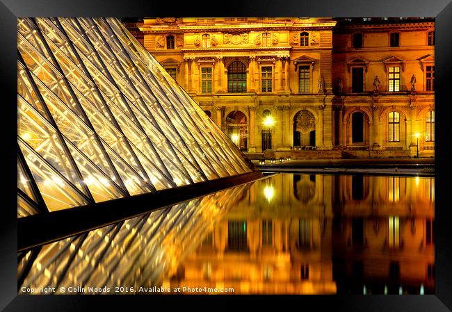 The Louvre at Night Framed Print by Colin Woods