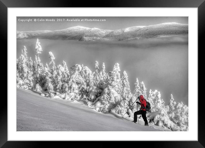 Snowshoeing in Quebec Framed Mounted Print by Colin Woods
