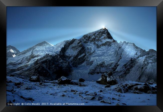 Mount Everest Sunsrise Framed Print by Colin Woods