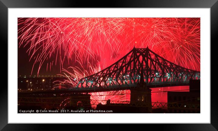 Fireworks and the Jacques Cartier Bridge, Montreal Framed Mounted Print by Colin Woods