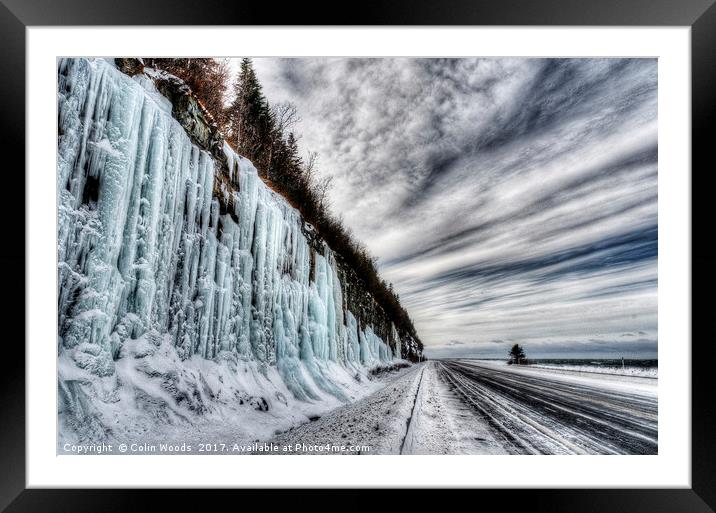 Frozen road in Gaspesie Quebec Framed Mounted Print by Colin Woods