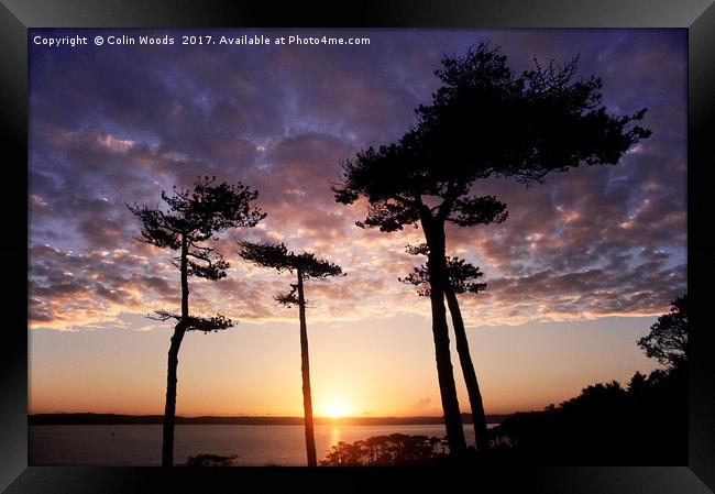 Sunset from Thatcher Point in Torquay, England Framed Print by Colin Woods