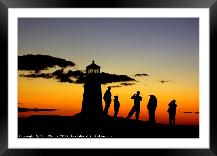 People taking photos at Peggy's Cove Lighthouse Framed Mounted Print by Colin Woods