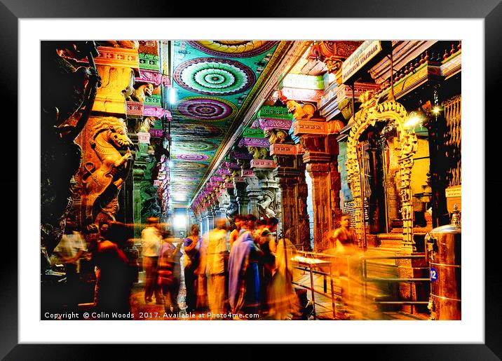 People queueing to pray Inside the Meenakshi templ Framed Mounted Print by Colin Woods