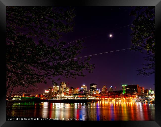 Montreal Vieux Port at Night  Framed Print by Colin Woods