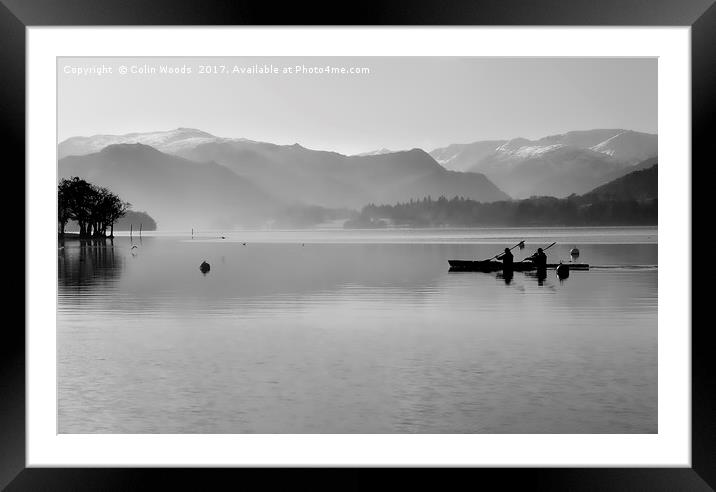 Canoeists on Ullswater in the Lake District, Engla Framed Mounted Print by Colin Woods