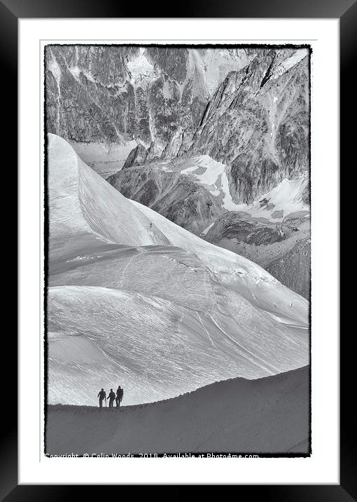 Climbers on the Aiguille de Midi Framed Mounted Print by Colin Woods