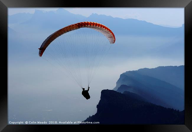 Parapente in the French Alps Framed Print by Colin Woods