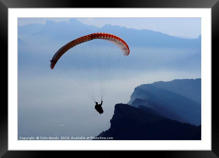 Parapente in the French Alps Framed Mounted Print by Colin Woods
