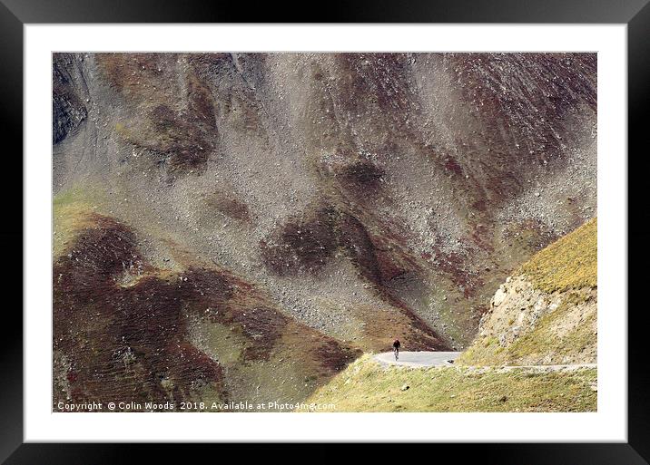 Cycling the Col du Galibier Framed Mounted Print by Colin Woods