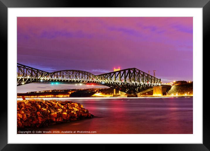The St Lawrence River and the Pont du Quebec at sunset Framed Mounted Print by Colin Woods