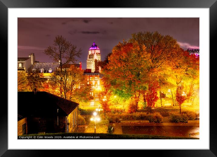 The Price Building, Quebec City, at night in autumn. Framed Mounted Print by Colin Woods