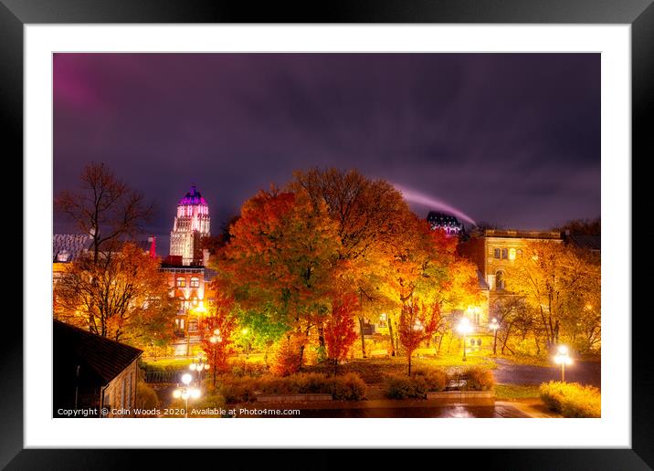 The Price Building, Quebec City, at night in autumn. Framed Mounted Print by Colin Woods