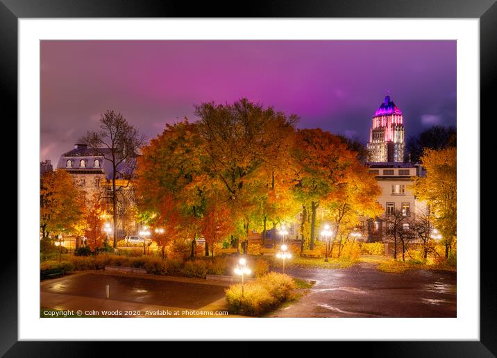 The Price Building, Quebec City, at night in autumn. Framed Mounted Print by Colin Woods