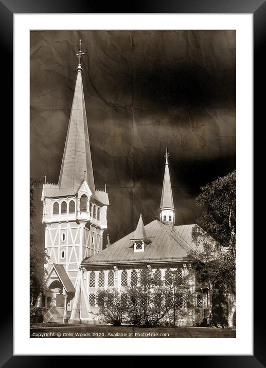 A storm building up with the wooden church at Jokkmokk Framed Mounted Print by Colin Woods