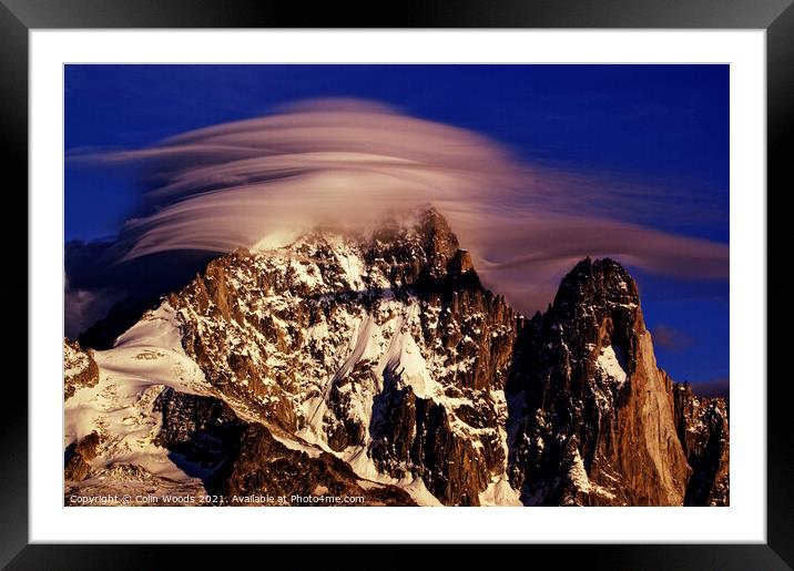 Dramatic clouds on the Aiguille Verte in the French Alps Framed Mounted Print by Colin Woods