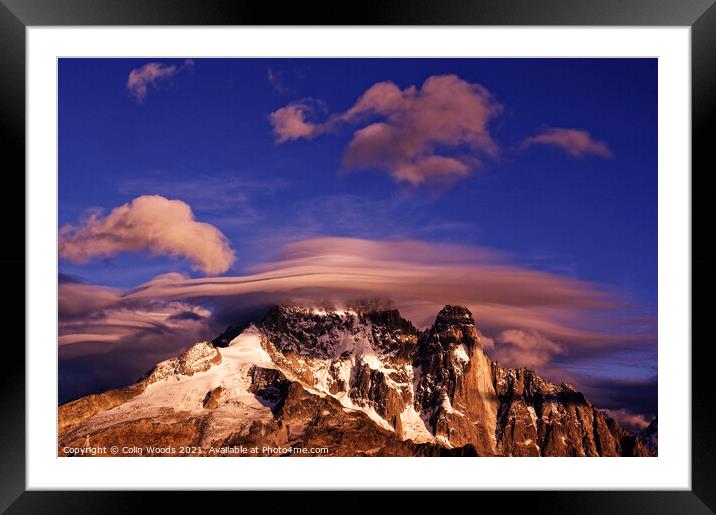 Dramatic cloud cap on the Aiguille Verte in the French Alps Framed Mounted Print by Colin Woods