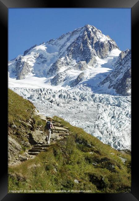 Trekker in the French Alps Framed Print by Colin Woods