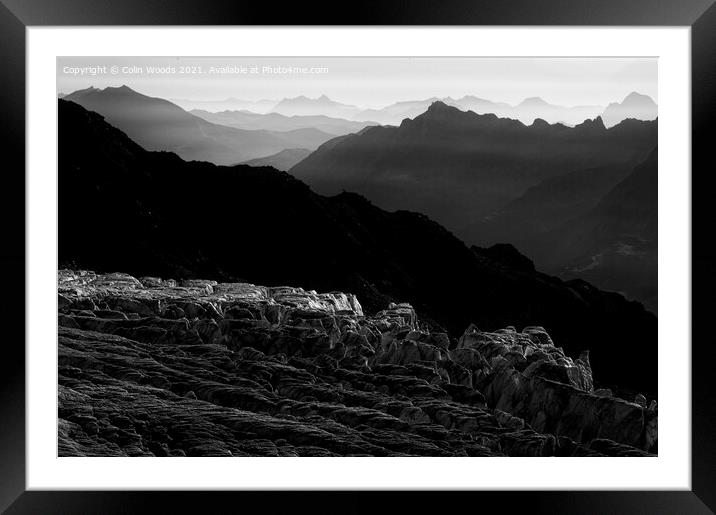 Last light on the Glacier Du Tour Framed Mounted Print by Colin Woods