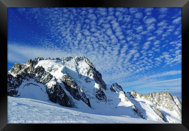 Outdoor Dramatic clouds over the Aiguille de Chardonnet in the French Alps as seen from high on the Glacier du Tour, Chamonix, France Framed Print by Colin Woods